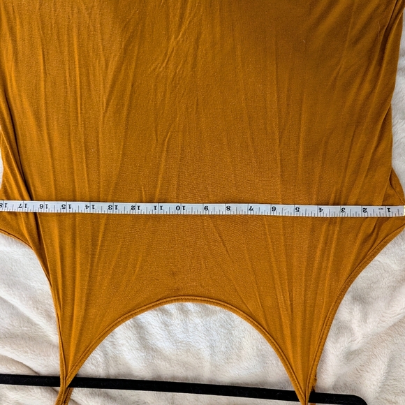 Grace Elements mustard lace back asymmetric tunic blouse size XL - Picture 16 of 16